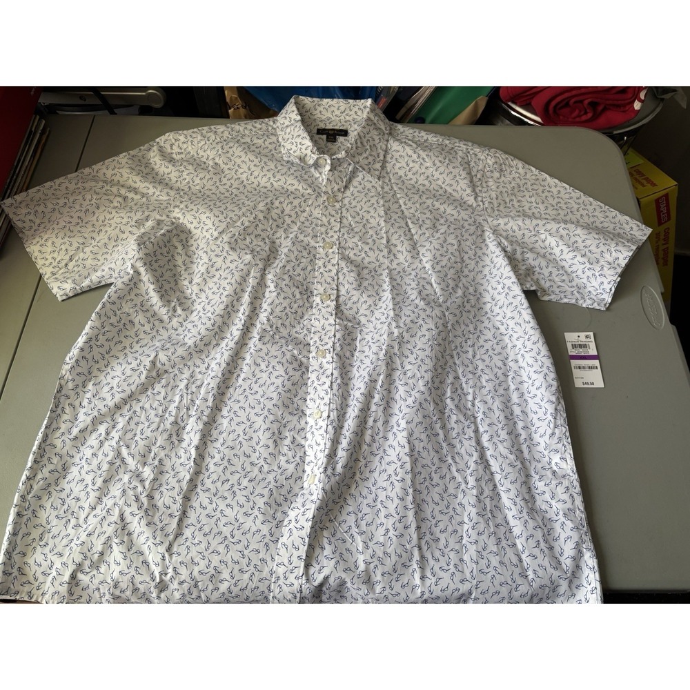 NWT Club Room XXL Glasses Polo White And Blue